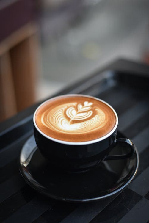Latte art in a ceramic cup