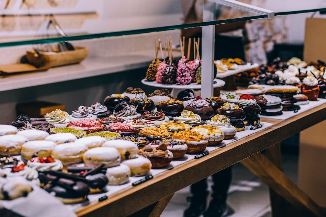 Morning pastry display case